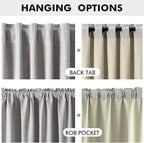 MIULEE 100% Blackout Linen Curtains for Bedroom, Greyish White Solid Luxury Decor Thermal Insulation Room Darkening Drapes for Living Room Nursery Back Tab Rod Pocket 42 x 90 Inches, 2 Panels