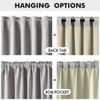 MIULEE 100% Blackout Linen Curtains 42 x 63 Inch Greyish White 2 Panels