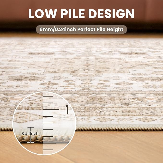 zesthome 2x6 Runner Rug Non Slip,Washable Hallway Runner Rug,Beige