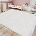 White Rug for Living Room 6x9ft Fluffy Area Rug Mat Bedside Throw Rug for Bedroom Kids Room Boys Teens Nursery Baby Dorm Office Home Decor Aesthetic Carpets