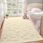 Circle Rug for Bedroom: 4FT Cream White Round Fluffy Shag Soft Washable Rugs Small Fuzzy Plush Indoor Carpet for Teen Kids Girls Boys Nursery Preppy Dorm Classroom (Cream White, 4'x6')