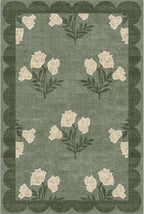 Front Door Mat Outside Entrance - 2x3 Floral Non-Slip Washable Doormat Indoor Outdoor Door Mat Spring Sage Green Floral Entry Rug Small Throw Rugs for Entryway Kitchen Front Porch Decor