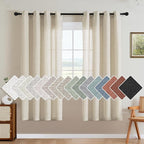 H.VERSAILTEX Living Room Linen Curtains Home Decorative Nickel Grommet Curtains Privacy Added Energy Saving Light Filtering Window Treatments Draperies for Bedroom, Ivory, 2 Panels, 52 x 72 - Inch