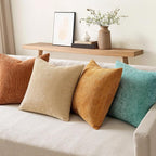 MIULEE Soft Decorative Chenille Fall Pillow Covers Beige Orange Teal 18x18