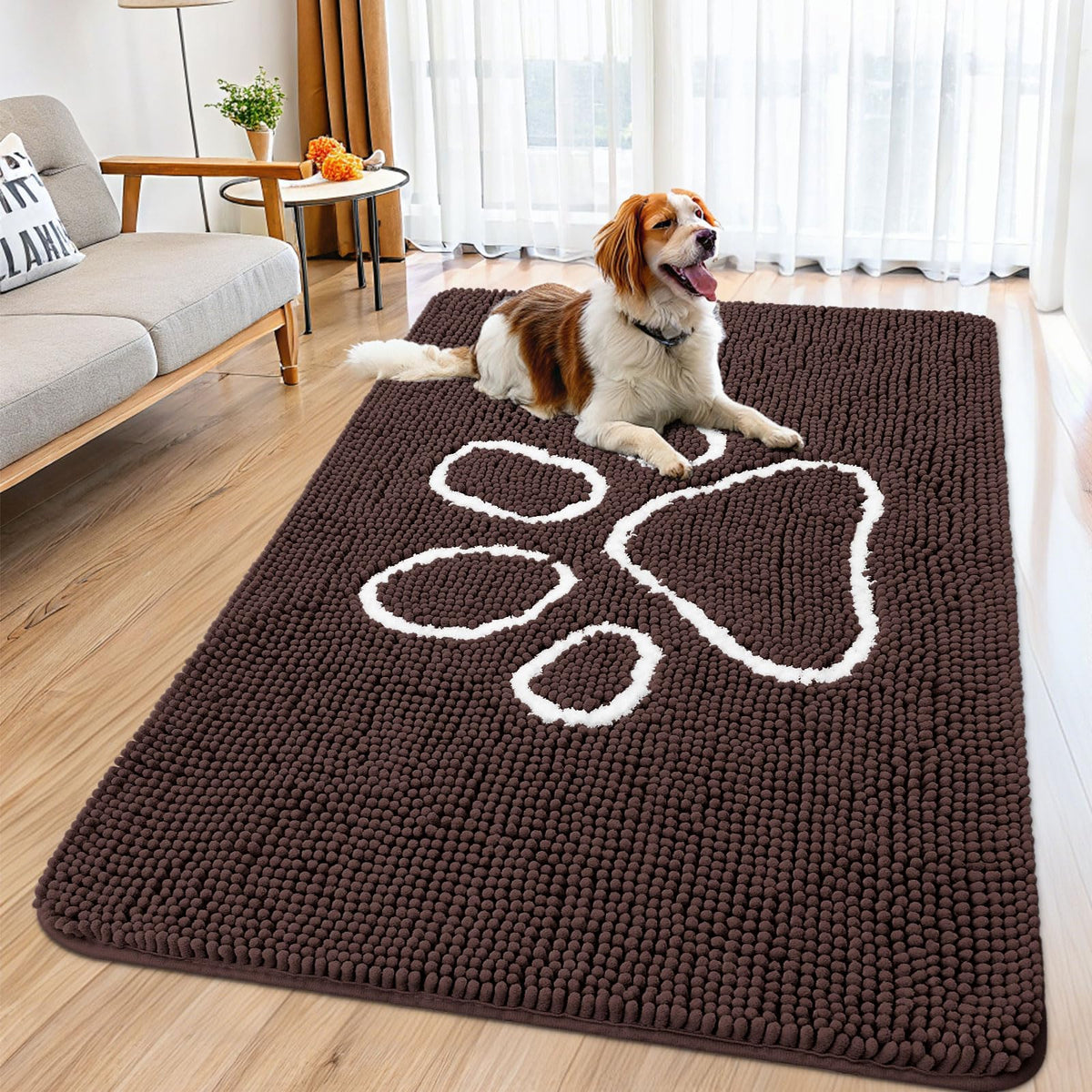 Smiry Dog Door Mat for Muddy Paws, Absorbent Non Slip Dirt Trapper, 59x32