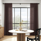 Nanspring Linen Curtains 84 Inch Long, Coffee Brown, 2 Panels 52x84