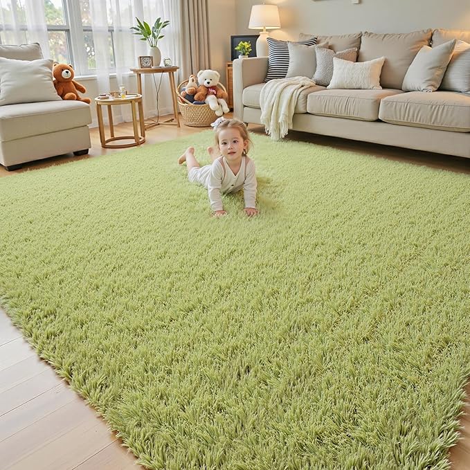 6x9 Shag Area Rug for Living Room,Grass Green Soft Plush Fluffy Carpet