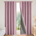 Joydeco Blackout Curtains for Bedroom - 100% Light Blocking 2 Panels Set Pink Drapes 66" W x 96" L, Thermal Insulated Room Darkening Curtains, Linen Textured for Living Room, Rod Pocket & Back Tabs