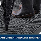 Smiry Front Door Mat Outside Entrance, Heavy Duty Sturdy Natural Rubber Doormat, Trap Dirt and Moisture, Easy Clean Low Profile Mats for Indoor Outdoor Entry, Irregular Triangle (59x20, Grey)