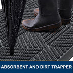 Smiry Front Door Mat Outside Entrance, Low Profile Rubber Doormat, 59x23