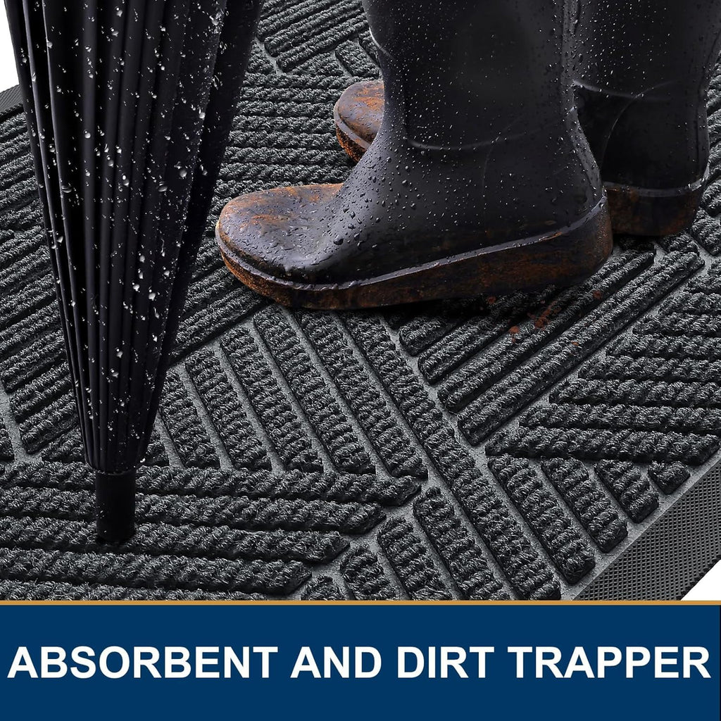 Smiry Front Door Mat Outside Entrance, Low Profile Rubber Doormat, 59x20