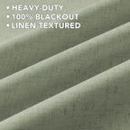 H.VERSAILTEX Linen Curtains 100% Blackout Curtains for Bedroom 84 inch Long Full Light Blocking Nature Linen Blended Window Curtains for Living Room Nickel Grommet (2 Panels, Heathered Tea)