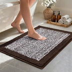 36x24 Large Bathroom Rugs Washable Non Slip, Brown Bath Mat for Bathroom Floor Tub, Soft Absorbent Quick Dry Mats for Shower, Bathtub,Home Decor