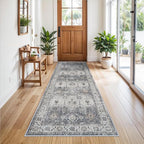 Washable Runner Rug 3x8 - Hallway Runner Rug Kitchen Rugs and Mats Non Skid Washable Waterproof Carpet Runner for Living Room Bedroom Bathroom (Grey, 3X8)