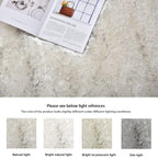 ORINOVA White and Grey Round Rugs 6ft Circle Furry Rug for Living Room Washable Shag Faux Sheepskin Fluffy Fur Rugs for Bedroom Nursery Rug