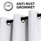 H.VERSAILTEX Linen Curtains 100% Blackout Curtains for Bedroom 108 inch Long Full Light Blocking Nature Linen Blended Window Curtains for Living Room Nickel Grommet (2 Panels, Heathered White)
