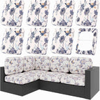 hyha 8Pcs Patio Cushion Covers, Stretch Outdoor Couch Cushion Covers, Washable Outdoor Chair/Sofa Slipcovers for Patio Furniture Cushions Protector with Elastic Bottom(Vintage Flower,Cover Only)