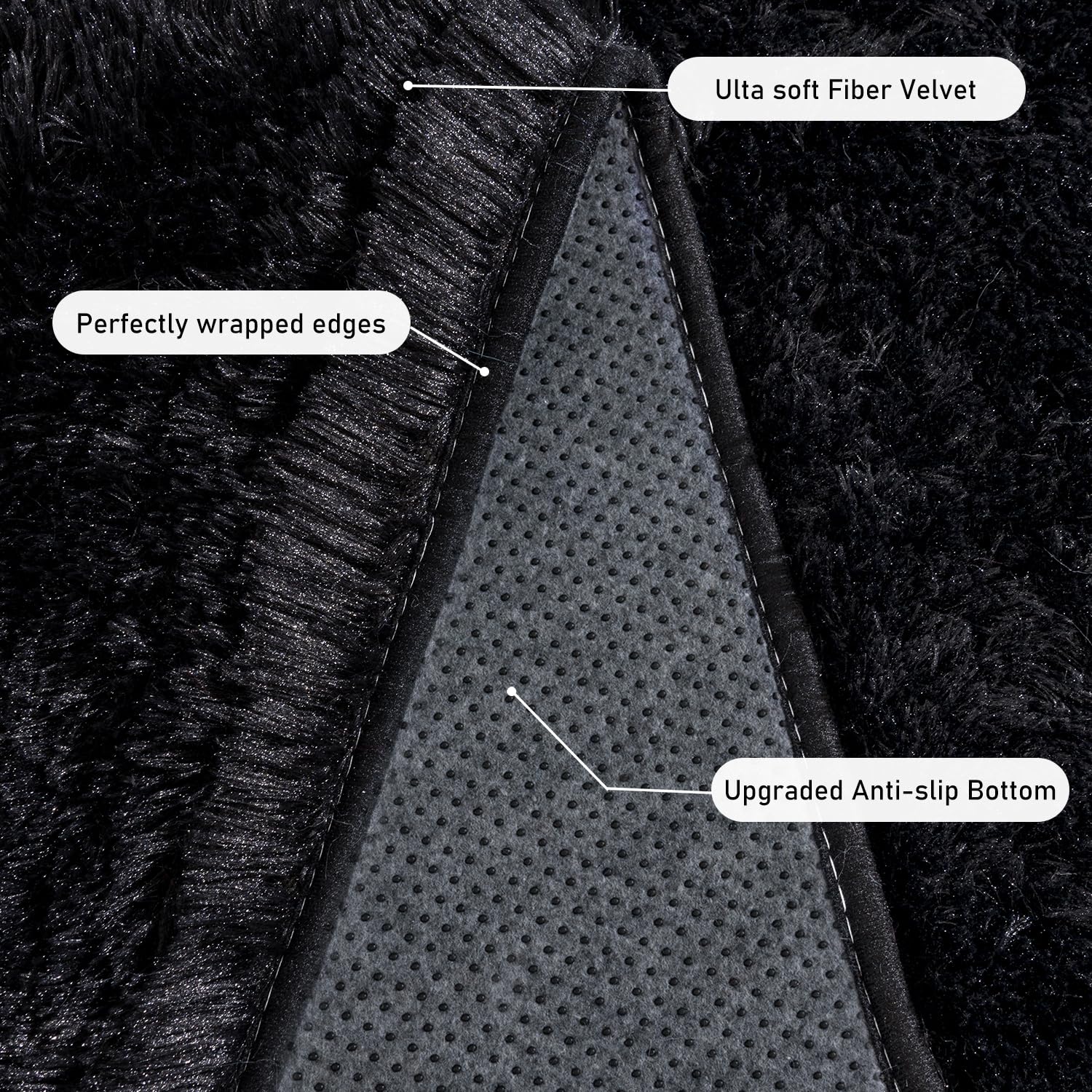 Quntue 8x10 Area Rugs for Living Room, Ultra Soft Large Shag Black Bedroom Rug Upgrade Non-Slip Plush Modern Fluffy Carpet for Kids Boys Girls Room Home Decor Aesthetic