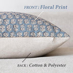 Foindtower Set of 2 Decorative Neutral Floral Print Throw Pillow Covers Vintage Accent Farmhouse Cushion Covers Boho Home Decor for Sofa Couch Chair Bedroom Living Room,24×24 Inch,Dusty Blue