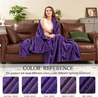 inhand Fleece Throw Blanket, Super Soft Fuzzy Blanket for Couch Sofa Bed Office, Cozy Plush Fleece Blanket Throw Size, Washable Lightweight Flannel Blankets Throw for All Season(50”x60”,Purple)