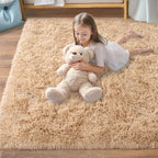 Pionblank 8x10 Rug for Living Room, Fluffy Plush Large Area Rug, Camel