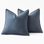 MIULEE Decorative Linen Euro Sham Pillow Covers 26x26 Inch Blue Ashes