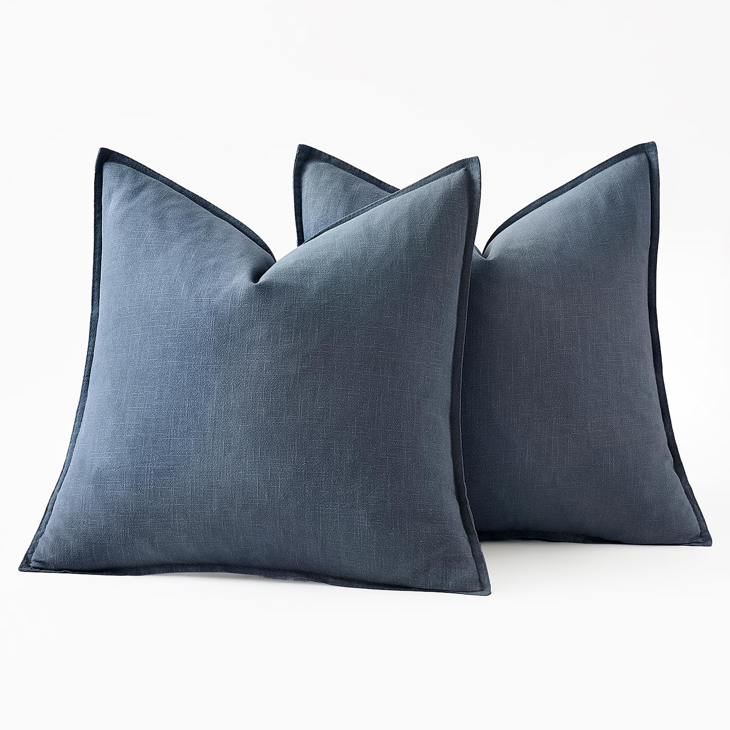 MIULEE Decorative Linen Euro Sham Pillow Covers 26x26 Inch Blue Ashes