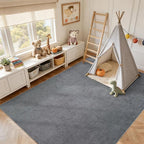 FinRèc 5x7 Washable Area Rugs for Bedroom Living Room, Low Pile Thin Rug Solid Color, Non-Slip Carpet Indoor for Home Decor (Pure Dark Grey)