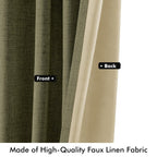 MIULEE 100% Blackout Linen Curtains 42 x 84 Inch Light Olive Green 2 Panels