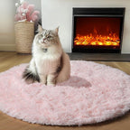 ONASAR Light Pink Round Area Rugs 2ft for Bedroom Living Room, Fluffy Cat Dog Bed Mat, Circle Rug for Kids Girls Boys Teen, Soft Plush Shaggy Carpet for Nursery Dorm Home Decor Aesthetic