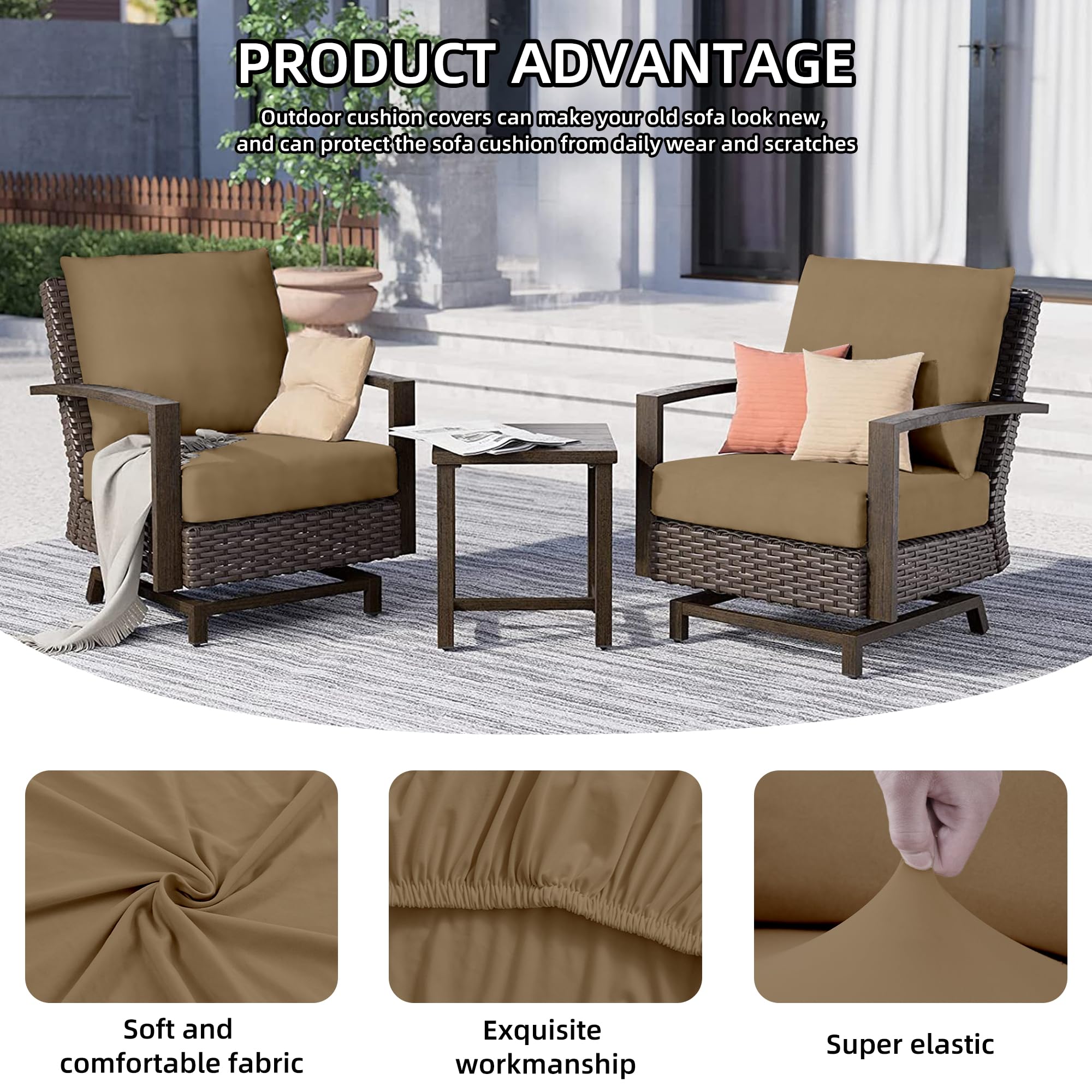 DREAHOTEXTIL 8Pcs Outdoor Cushion Covers, Elastic Patio Cushion Covers