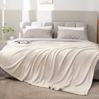 BEDELITE Fleece Blankets Queen Size Beige Throw Blankets for Bed, Luxury Plush Cozy Fuzzy Blanket 90x90 inches, Super Soft Warm Lightweight Throw Blanket All Seasons Suitable