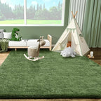 Ophanie Gray Green Rug Grass Area Rugs for Bedroom, 4x6 Shag Fluffy Carpet, Fuzzy Furry Plush Soft Cute Kids Baby Girls Shaggy Bedside Indoor Floor Carpets for Teen Dorm Home Decor Aesthetic, Nursery