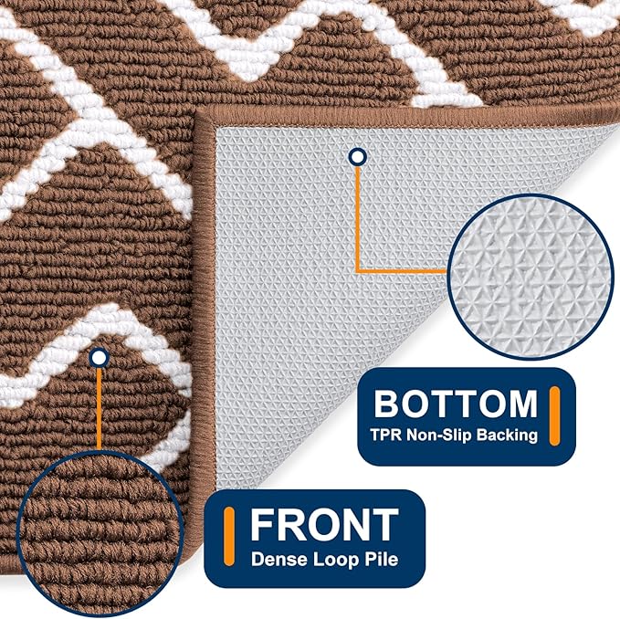 OLANLY Front Door Mat, Non-Slip Rubber Backing, Dirt Resistant and Absorbent, Washable, Easy to Clean Low-Profile Indoor Doormat for Back Door, Entryway, Inside Entrance, 48x32, Coffee