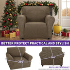 ZNSAYOTX Super Stretch Chair Slipcover Universal Sofa Chair Covers for Living Room Dogs Pet Furniture Protector Spandex Armchair Slipcovers with Anti Slip Foam Sticks (Brown, Chair)