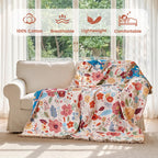 MSGKV Boho Throw Blanket 50"x60" Summer Cotton Floral Blanket for Couch