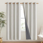 NICETOWN Snowbound Vintage Linen 100% Blackout Curtains for Living Room, Thermal Insulated Curtains 72" Long, Noise Reducing Window Treatment Drapes for Hall Room, 52" Wide Per Panel, Set of 2
