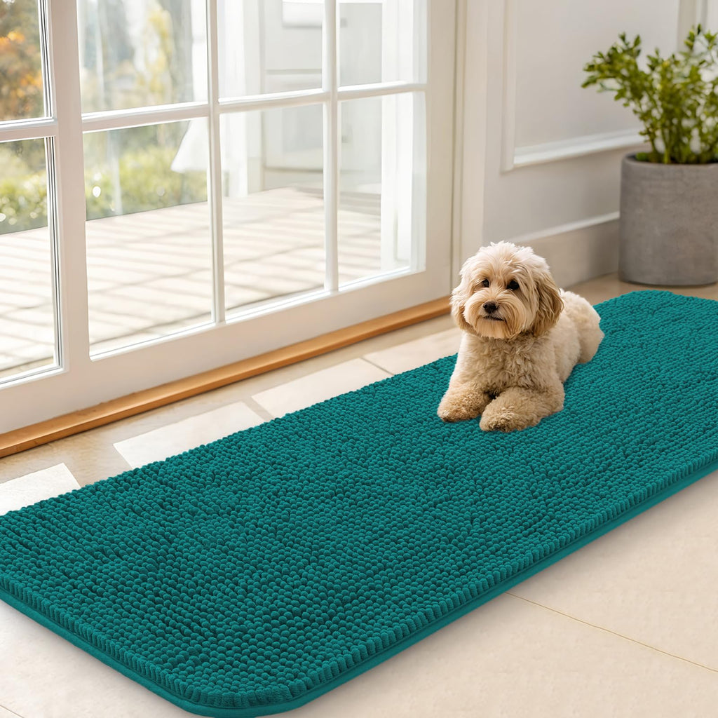 OLANLY Dog Door Mat for Muddy Paws 59x20, Super Absorbent Chenille Mud Mat