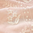 jinchan Belrose Pink Floral Sheer Curtains for Living Room 96 Inch Long Voile Embroidered Farmhouse Curtains for Bedroom Ivory Flower Patterned Rod Pocket Window Treatments, 2 Panels Pink