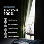 SimpleHome Sage 100% Blackout Curtains Room Darkening Living Room 72 Inch