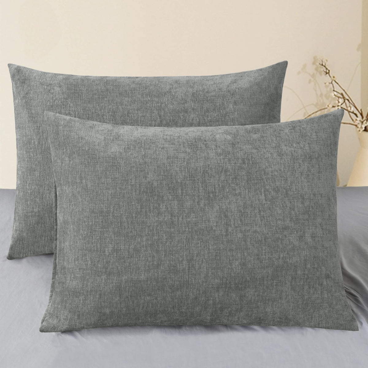 CaliTime Decorative Standard Throw Pillow Covers 26 X 20 Inches True White