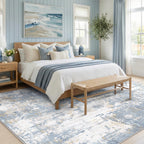RELEANY Washable 9'x12' Abstract Area Rug for Living Room Light Blue