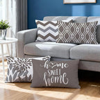 Hexagram Geometric Grey Pillow Covers 12x20 Set of 4, Decorative Outdoor Boho Modern Throw Pillow Covers, Home Sweet Home Farmhouse Cushion Case for Couch Sofa Bedroom Indoor Decor(No Insert)