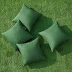 MIULEE Pack of 4 Decorative Solid Waterproof Throw Pillow Covers Linen Garden Farmhouse Cushion Cases for Outdoor Patio Tent Balcony Couch Sofa 16x16 inch Dark Green