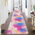 Fluffy Colorful Rug for Bedroom 2x8 ft Kawaii Tie-Dyed Area Rug Non Slip Cute Unicorn Kids Runner Rug for Girls Princess Teens Living Room Playroom Baby Nursery Decor Carpets