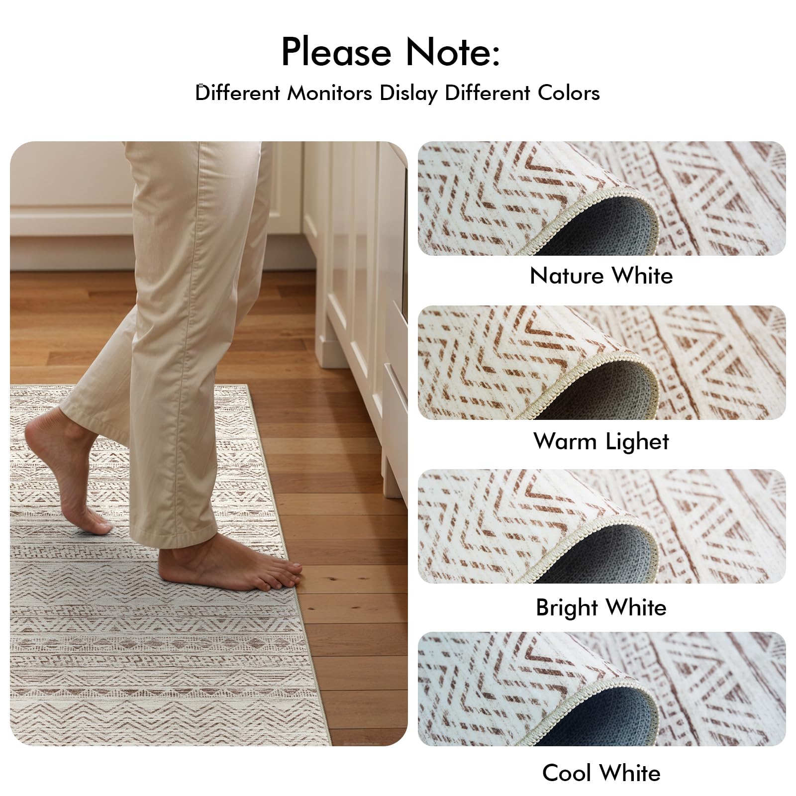 2x4 Runner Rug Washable Moroccan: Non Slip Entryway Throw Rugs Beige