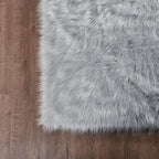 Goolela Grey Round Area Rug 6ft Fluffy Circle Faux Sheepskin Fur Carpet for Bedroom Living Room Fuzzy Furry Shaggy Luxury Washable
