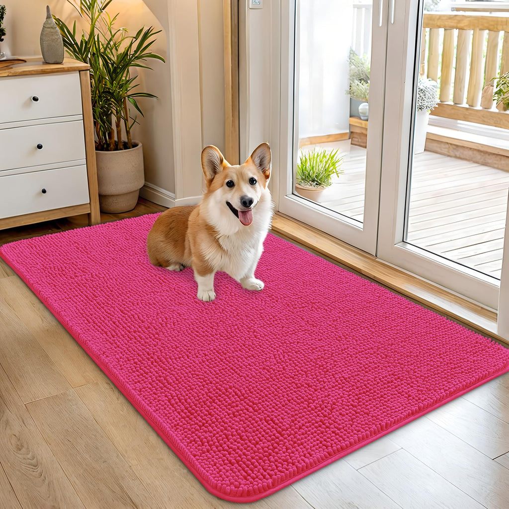OLANLY Dog Door Mat for Muddy Paws 45x27, Super Absorbent Chenille Mud Mat
