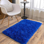 Soft Runner Rugs for Bedroom Hallways, 2x3 Royal Blue Fluffy Shag Throw Area Rug Non Slip for Bedside Dorm, Long Shaggy Furry Carpet for Nursery Living Room