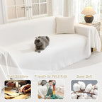 MYSKY HOME Oversized Couch Cover Sofa Covers Couch Covers for 3 Cushion Couch Sofa Pet Friendly L Shaped Couch Cover Sectional Couch Covers Non Slip Furniture Protector for Kids, Dogs, 91"x150", White